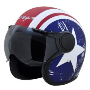 Vega Jet W/V Captain Dull Red Metallic Blue - Open-Face Helmet-3 KS-33